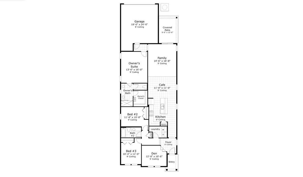2D floor plan layout for the The Barton by Providence Homes (Florida) in Seabrook Village at Seabrook, Nocatee, FL (Image 5).