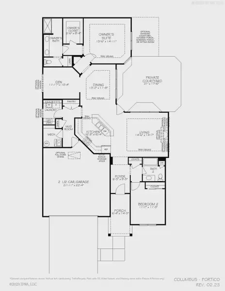 2D floor plan layout for the Portico by Epcon Communities in The Villas at Pinewood, Asheboro, NC (Image 3). 2D floor plan layout for the Portico by Epcon Communities in The Villas at Pinewood, Asheboro, NC (Image 3).