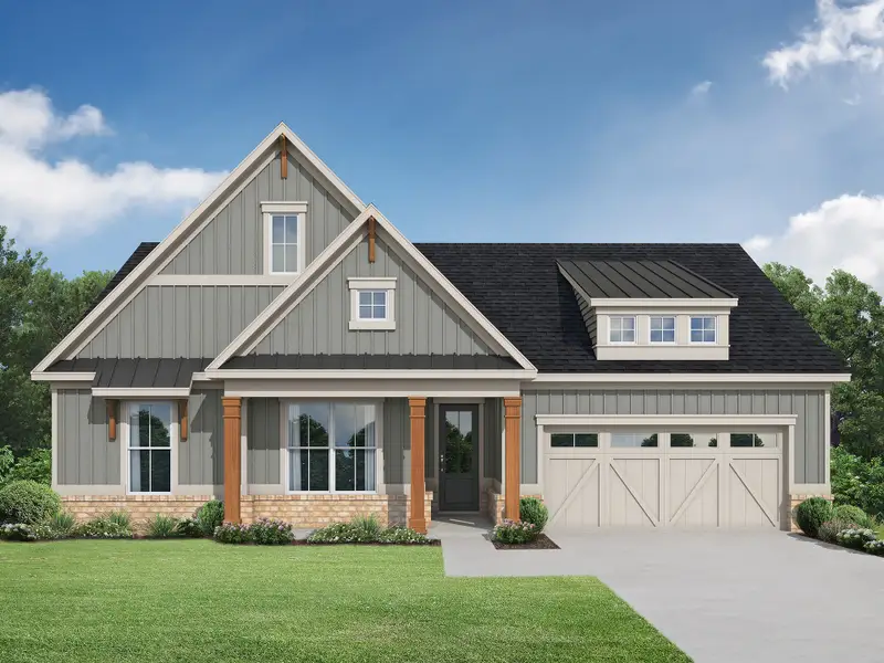 Representative exterior photo of a completed home built from the The Briar by My Home Communities in Club Cottages at Harbor Club, Greensboro, GA (Image 1). Representative exterior photo of a completed home built from the The Briar by My Home Communities in Club Cottages at Harbor Club, Greensboro, GA (Image 1).