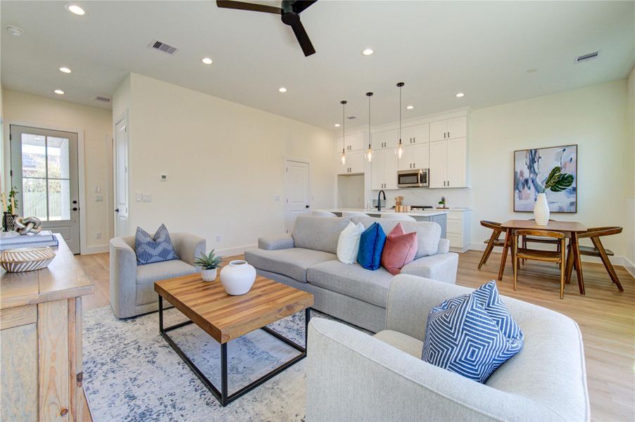 Expansive living area perfect for family gatherings and entertaining.