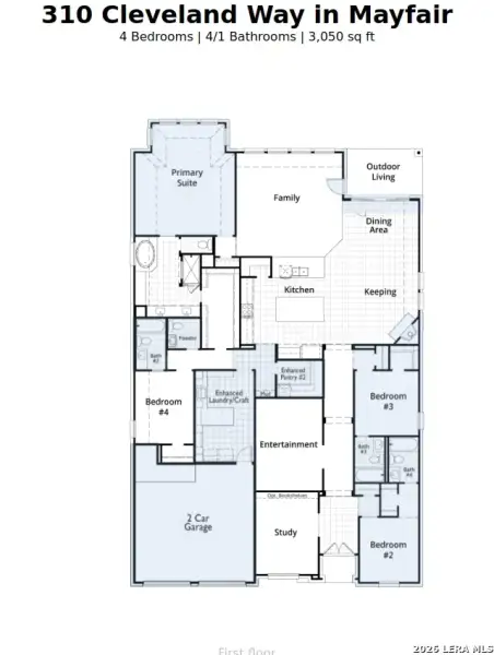 2D floor plan layout of this home in Mayfair, New Braunfels, TX (Image 4).