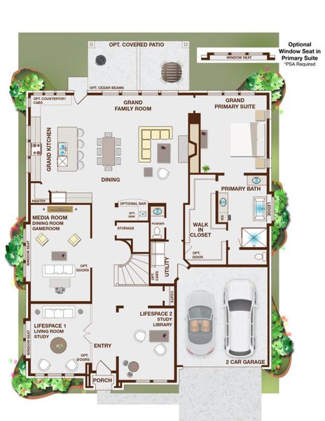 2D floor plan layout of this home in Monterra, Fate, TX (Image 4). 2D floor plan layout of this home in Monterra, Fate, TX (Image 4).