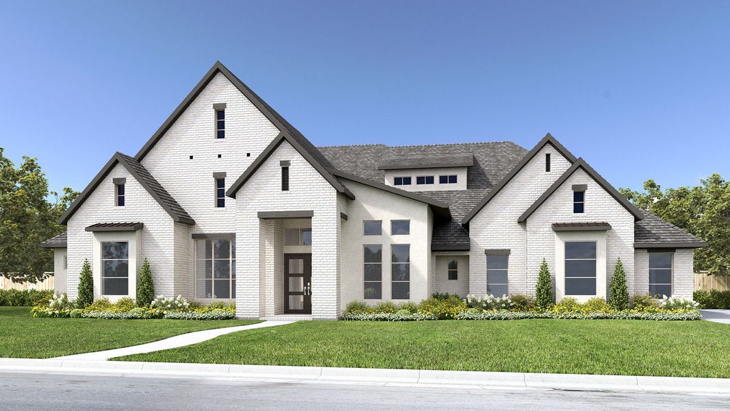 Representative exterior photo of a completed home built from the 4258A by Perry Homes in Enchanted Creek, Allen, TX (Image 1). Representative exterior photo of a completed home built from the 4258A by Perry Homes in Enchanted Creek, Allen, TX (Image 1).