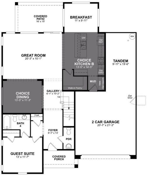 2D floor plan layout of this home in Tirreno at IronWing, Litchfield Park, AZ (Image 3).