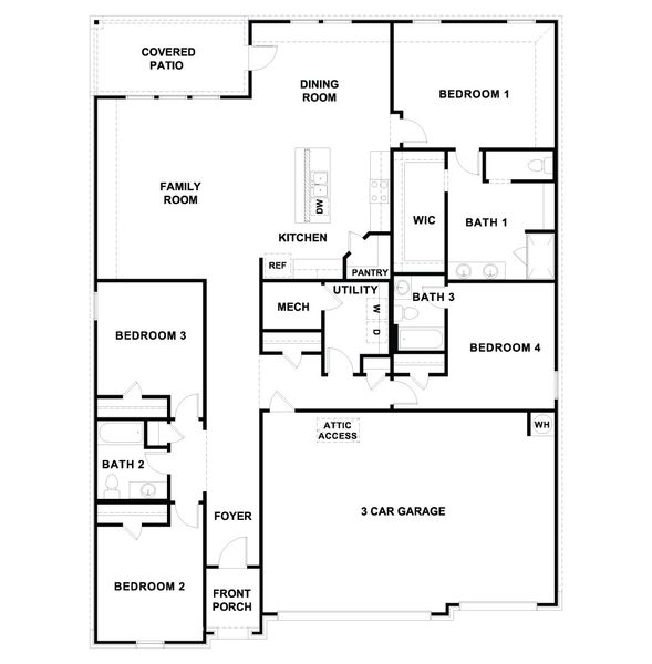 2D floor plan layout for the The Courtland by D.R. Horton in Rosenbusch Ranch, Leander, TX (Image 3). 2D floor plan layout for the The Courtland by D.R. Horton in Rosenbusch Ranch, Leander, TX (Image 3).