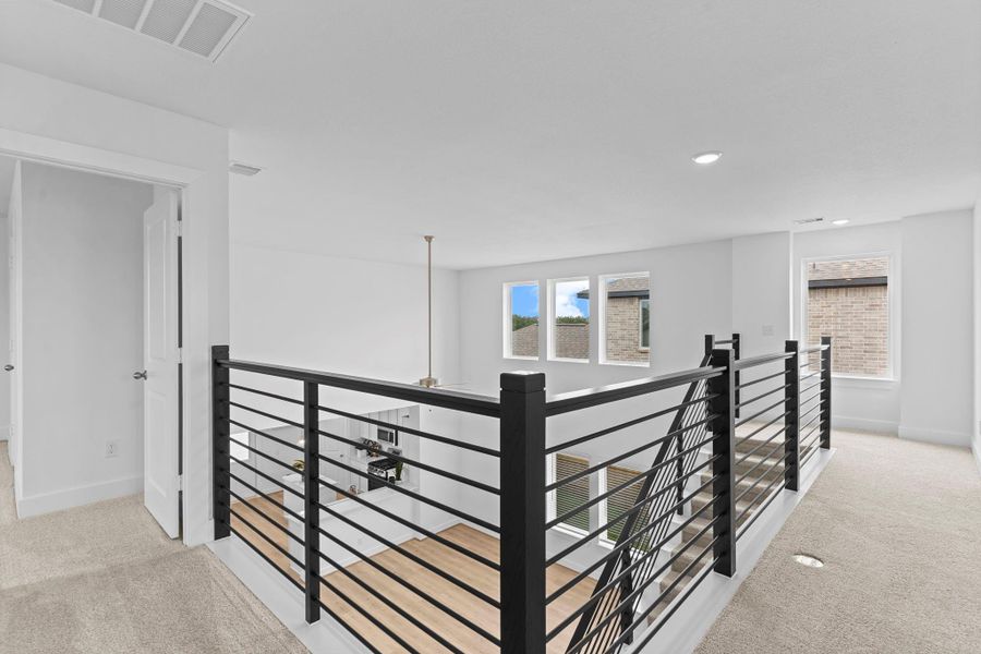 Overlooking the staircase, this open landing area is both functional and stylish, offering space for additional seating, reading nook, or just enjoying the airy view below. **Image Representative of Plan Only and May Vary as Built**.