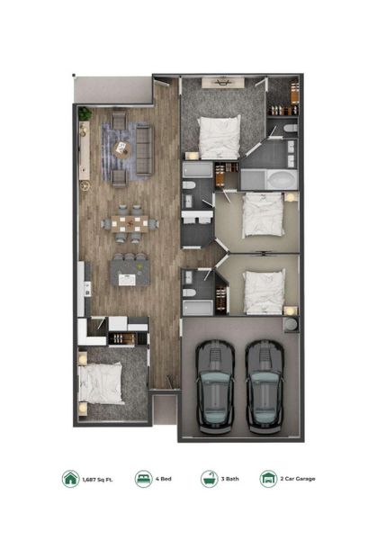 The Myrtle Floor Plan - 4 Beds | 3 Baths The Myrtle Floor Plan - 4 Beds | 3 Baths