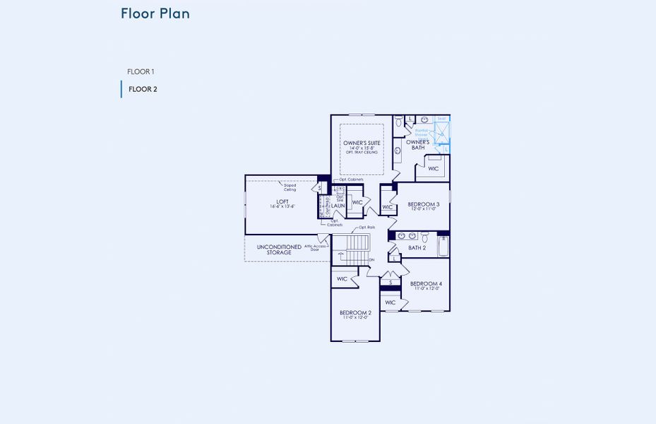 2D floor plan layout of this home in Riverstone, Monroe, NC (Image 4).