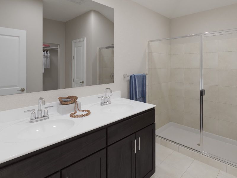 Dual vanities perfect for getting ready. Dual vanities perfect for getting ready.