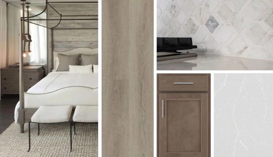 This home features the AW Collection® Roosevelt, with warm wood stained cabinetry, deep finishes, and grand textures that create a timeless, traditional space perfect for both entertaining and relaxing.