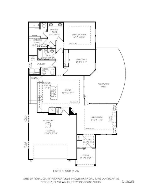 2D floor plan layout for the Palazzo by Epcon Communities in The Courtyards at Hodges Farm, Charlotte, NC (Image 24).