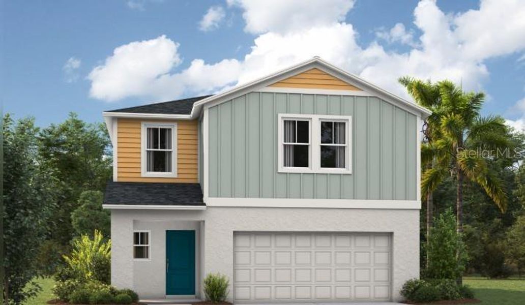 Front exterior of a new home in Crosswinds, Haines City, FL, highlighting curb appeal (Image 1). Front exterior of a new home in Crosswinds, Haines City, FL, highlighting curb appeal (Image 1).