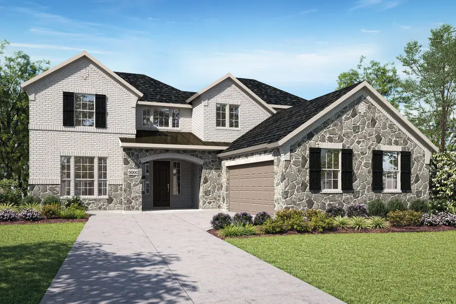Representative exterior photo of a completed home built from the Davis by Tri Pointe Homes in Painted Tree, McKinney, TX (Image 5).