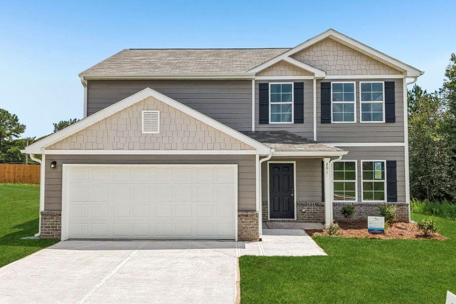 Front exterior of a new home in Shallow Creek, Hogansville, GA, highlighting curb appeal (Image 1). Front exterior of a new home in Shallow Creek, Hogansville, GA, highlighting curb appeal (Image 1).