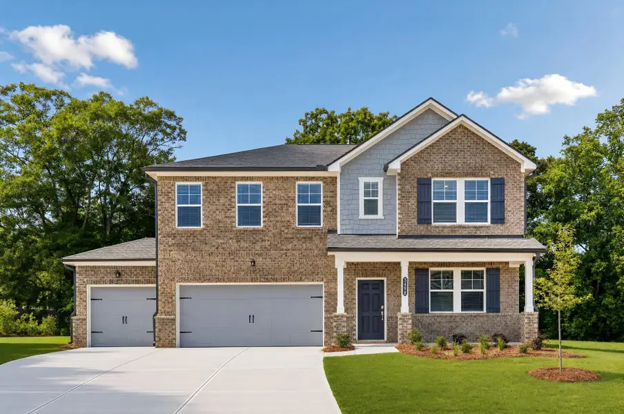 Front exterior of a new home in Apalachee Hills, Bethlehem, GA, highlighting curb appeal (Image 1). Front exterior of a new home in Apalachee Hills, Bethlehem, GA, highlighting curb appeal (Image 1).