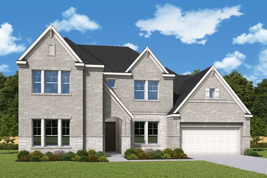 Representative exterior photo of a completed home built from the The Dandelion by David Weekley Homes in ARTAVIA - Parkview Collection, Conroe, TX (Image 1). Representative exterior photo of a completed home built from the The Dandelion by David Weekley Homes in ARTAVIA - Parkview Collection, Conroe, TX (Image 1).