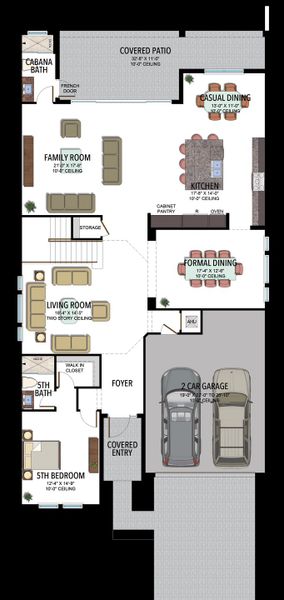 2D floor plan layout for the Polynesia by GL Homes in Lotus Edge, Boca Raton, FL (Image 4).