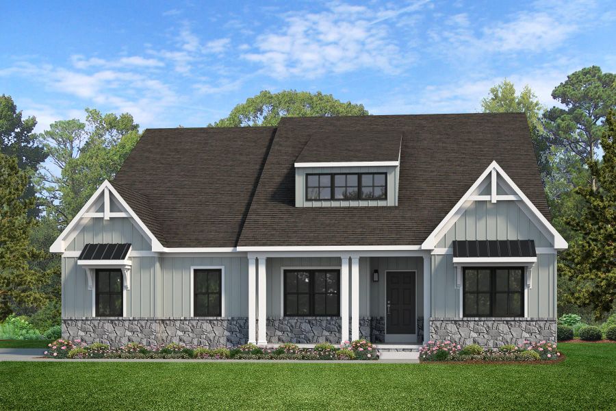 Representative exterior photo of a completed home built from the Berkeley by Keystone Custom Homes in Edgewater on Lake Tillery, Norwood, NC (Image 7).