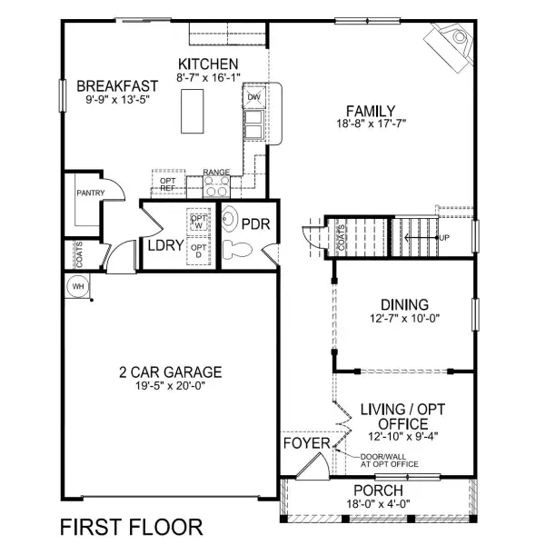 2D floor plan layout for the Wilmington by D.R. Horton in Lily Grove, Piedmont, SC (Image 4).