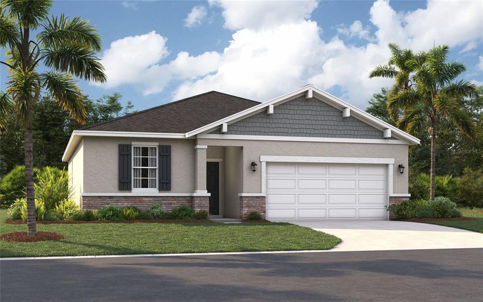 Front exterior of a new home in Village at Windsor Reserve, Eagle Lake, FL, highlighting curb appeal (Image 1). Front exterior of a new home in Village at Windsor Reserve, Eagle Lake, FL, highlighting curb appeal (Image 1).