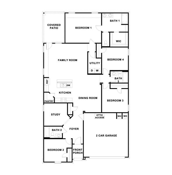 2D floor plan layout of this home in Bar W Ranch, Leander, TX (Image 2).