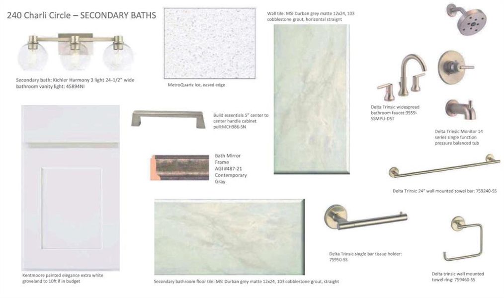 Proposed Secondary Bath Selections - Subject to Change