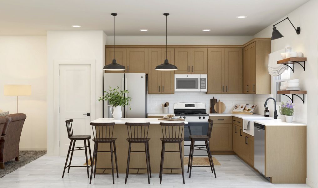 Kitchen with center island and pendant lighting Kitchen with center island and pendant lighting