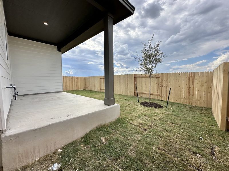 Exterior details and patio area of a home in Crosswinds, Kyle (Image 3).