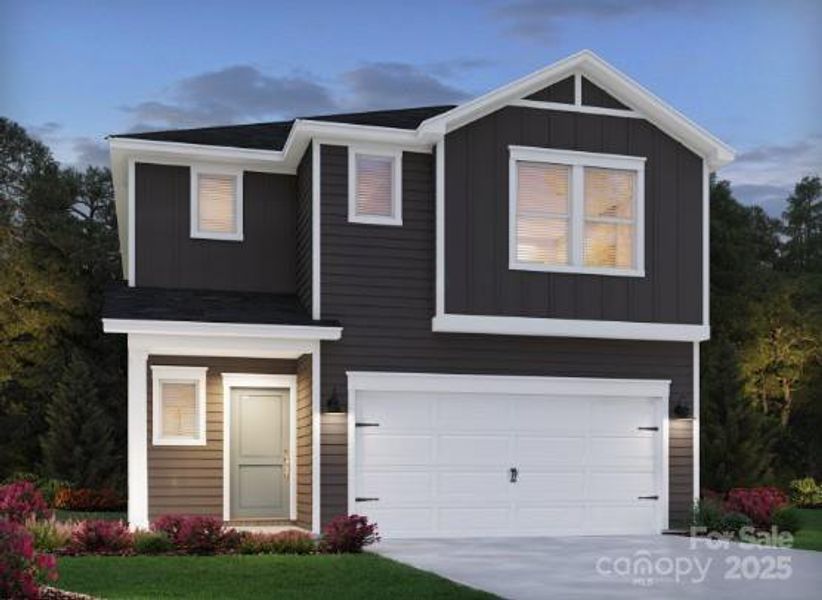 Front exterior of a new home in Walnut Reserve, Conover, NC, highlighting curb appeal (Image 1).