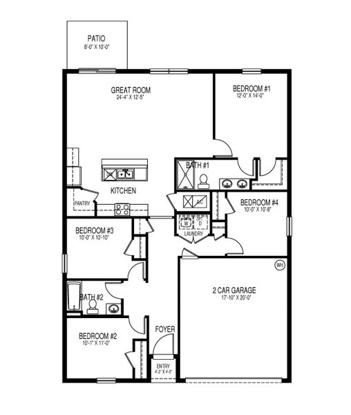 2D floor plan layout for the Fletcher by D.R. Horton in Avalon, Lehigh Acres, FL (Image 3). 2D floor plan layout for the Fletcher by D.R. Horton in Avalon, Lehigh Acres, FL (Image 3).