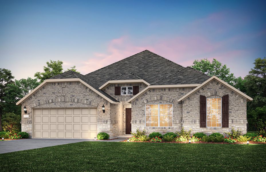 The Northlake, a one-story home with 2-car garage, shown as Home Exterior C