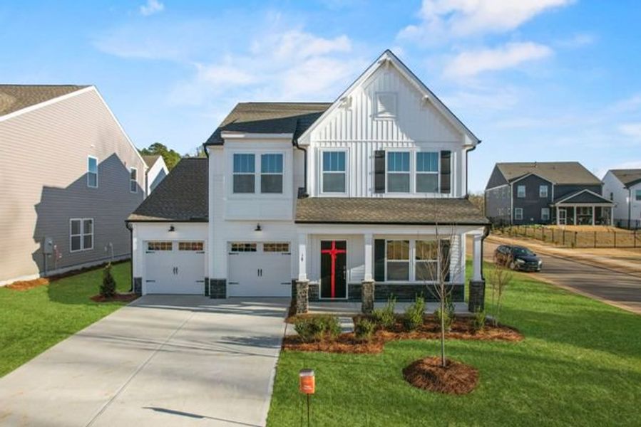Representative exterior photo of a completed home built from the TA2100 by True Homes in Edgewater - The Groves, Lancaster, SC (Image 1). Representative exterior photo of a completed home built from the TA2100 by True Homes in Edgewater - The Groves, Lancaster, SC (Image 1).