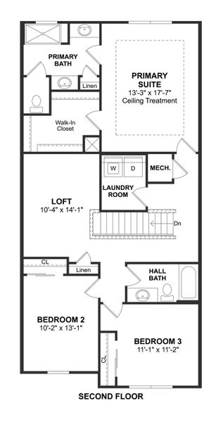 2D floor plan layout for the Fullerton III by K. Hovnanian® Homes in Salerno Reserve Townhomes, Stuart, FL (Image 4).