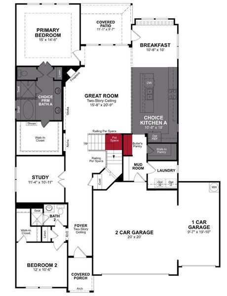 2D floor plan layout of this home in Enclave at Legacy Hills, Celina, TX (Image 2).