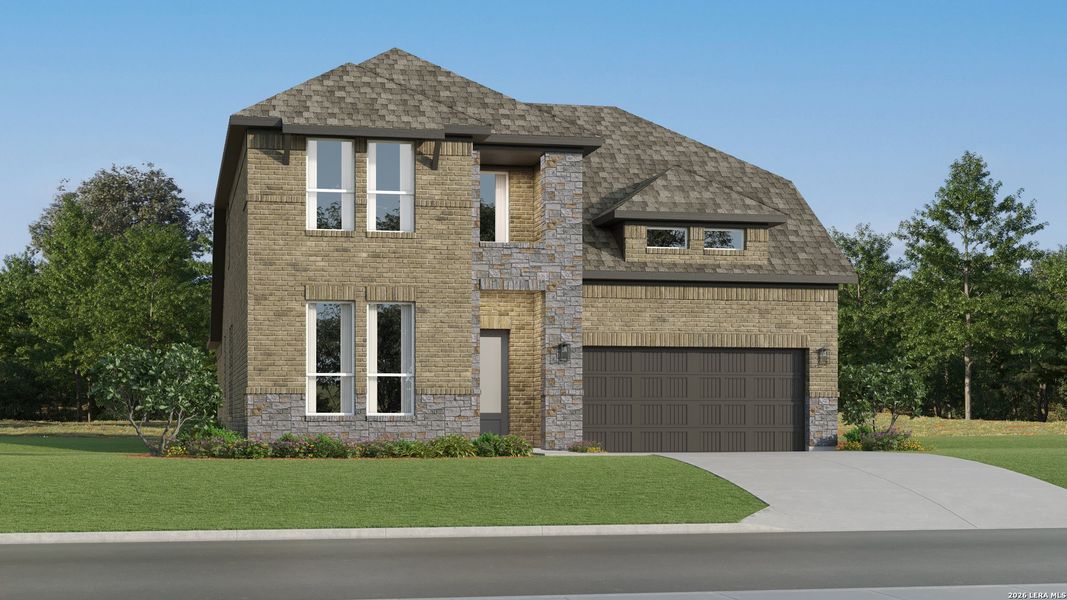 Front exterior of a new home in Brookmill, San Antonio, TX, highlighting curb appeal (Image 1). Front exterior of a new home in Brookmill, San Antonio, TX, highlighting curb appeal (Image 1).