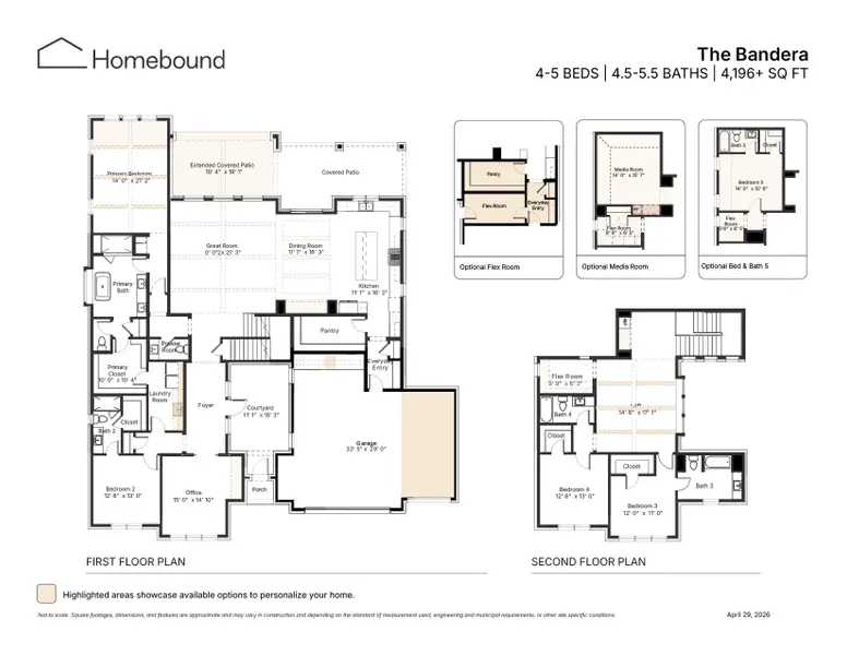2D floor plan layout for the The Bandera by Homebound in Park Place, Prosper, TX (Image 3).
