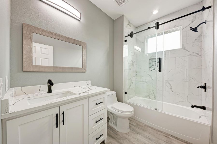 Furnished interior view inside a new home in , Paige (Image 8).