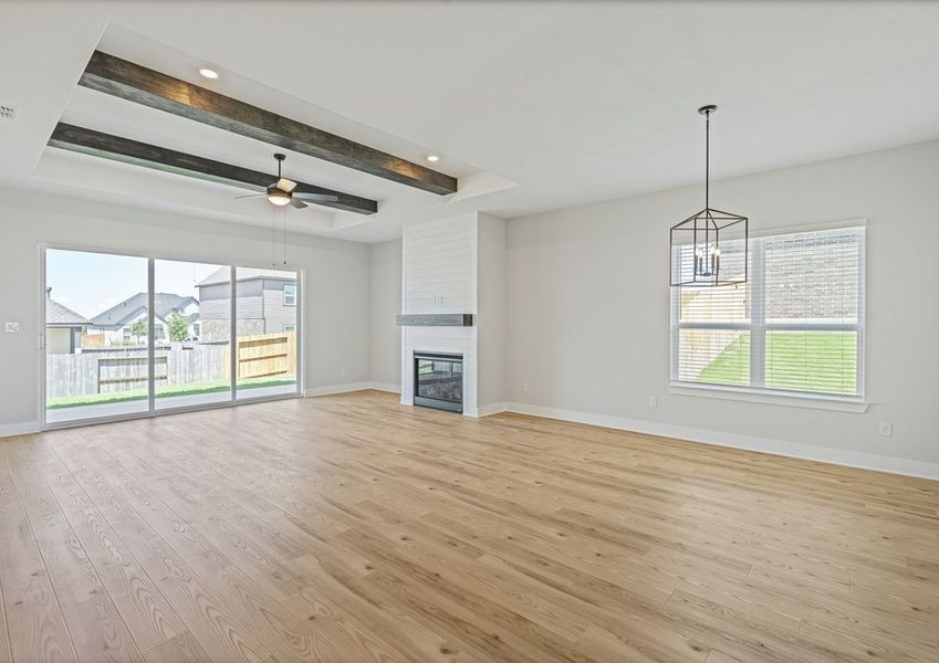 The family room has an electric fireplace. The family room has an electric fireplace.