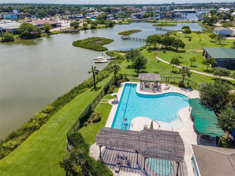Community pool, pavilion and nature park all with waterfront views