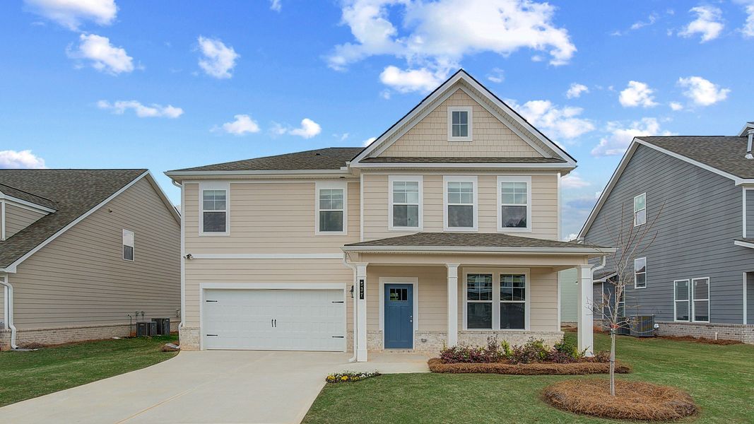 Representative exterior photo of a completed home built from the Jordan by DRB Homes in Cooper Park, McDonough, GA (Image 15).