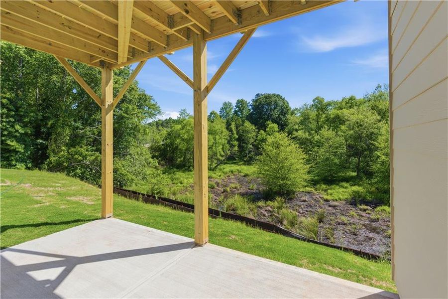 Exterior details and patio area of a home in The View at Groover’s Lake, Lithia Springs (Image 13).