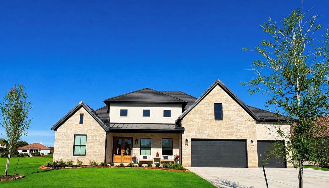 Front exterior of a new home in , Montgomery, TX, highlighting curb appeal (Image 1). Front exterior of a new home in , Montgomery, TX, highlighting curb appeal (Image 1).