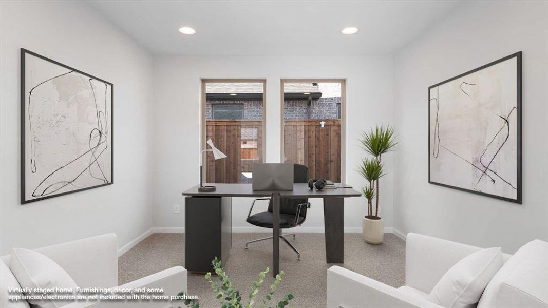 Office area featuring carpet flooring