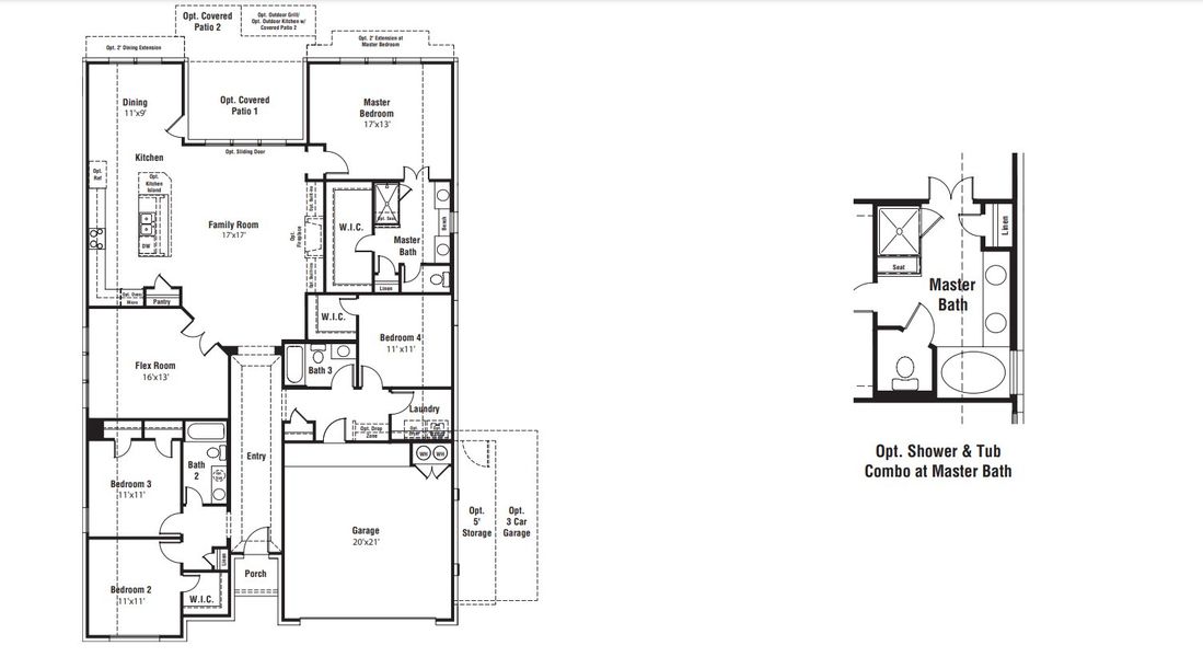 2D floor plan layout for the Cameron by Scott Felder Homes in The Crossvine, Schertz, TX (Image 3).