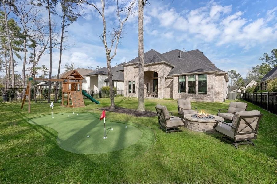 This digitally enhanced concept illustrates the potential for a comfortable outdoor living space perfect for entertaining.