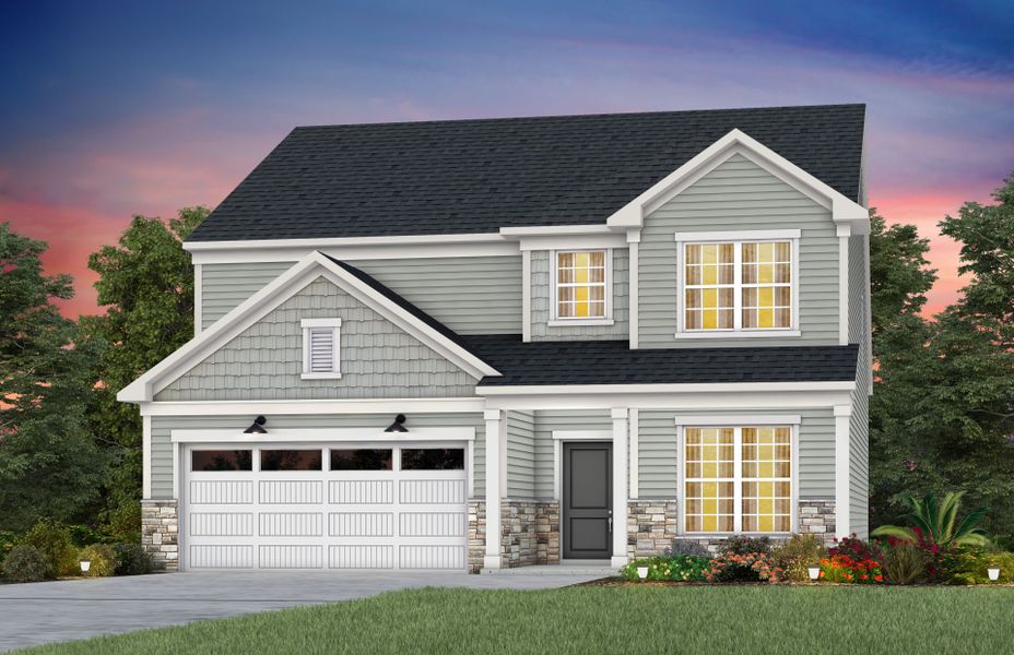 Front exterior of a new home in Elmbrook, Indian Trail, NC, highlighting curb appeal (Image 25).