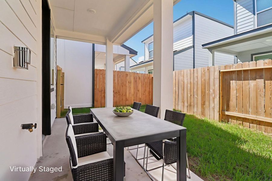 Exterior details and patio area of a home in Spring Brook Village - City Series, Houston (Image 24). Exterior details and patio area of a home in Spring Brook Village - City Series, Houston (Image 24).