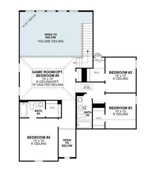 2D floor plan layout of this home in Lily Creek at Sutton Fields, Aubrey, TX (Image 2).