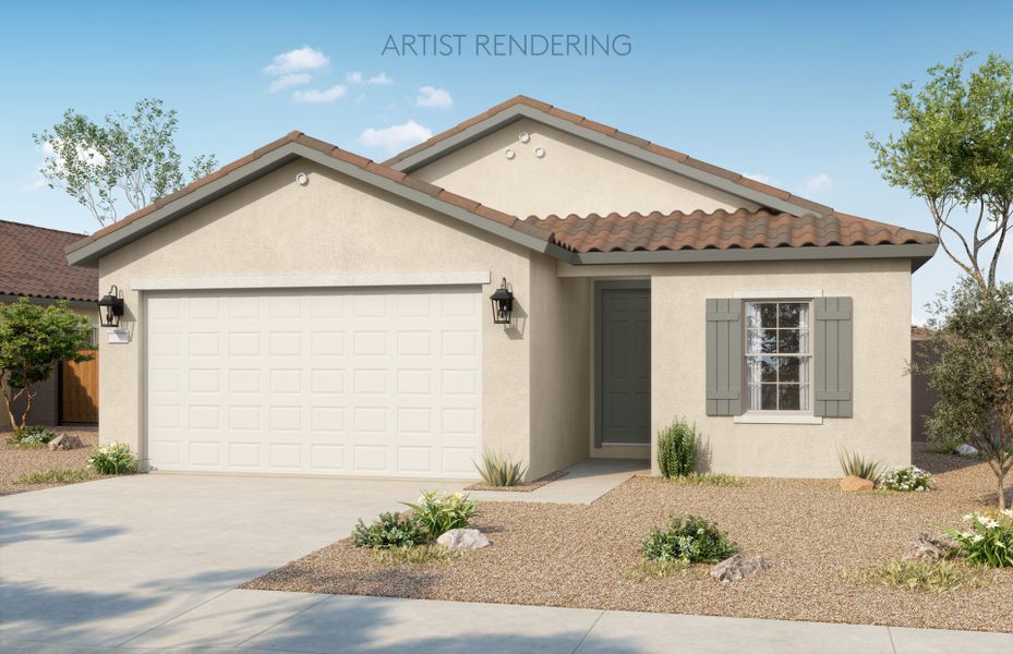 Representative exterior photo of a completed home built from the Vervain by Pulte Homes in Shadow Ridge, Avondale, AZ (Image 2). Representative exterior photo of a completed home built from the Vervain by Pulte Homes in Shadow Ridge, Avondale, AZ (Image 2).