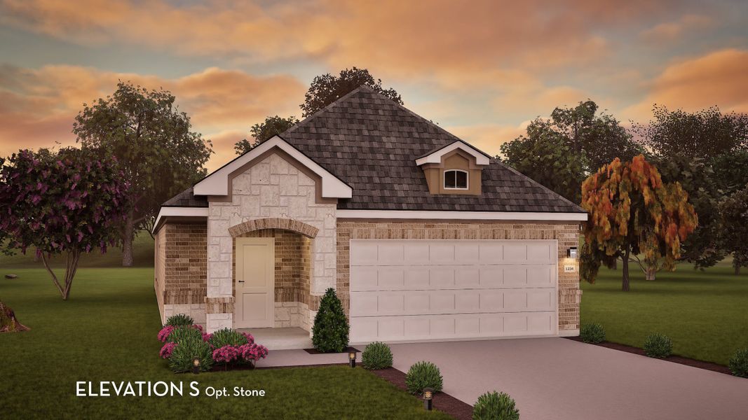 Representative exterior photo of a completed home built from the Maple by CastleRock Communities in Arboretum Estates, Terrell, TX (Image 18). Representative exterior photo of a completed home built from the Maple by CastleRock Communities in Arboretum Estates, Terrell, TX (Image 18).